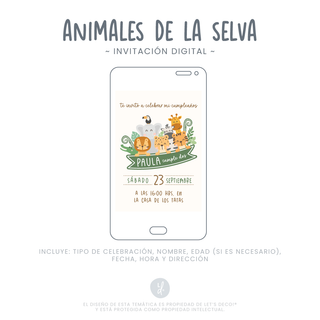 Invitación Digital Animales de la Selva