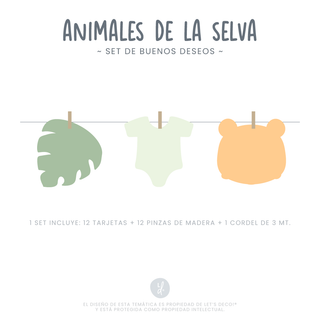 Set Buenos Deseos Animales de la Selva (12 unid)