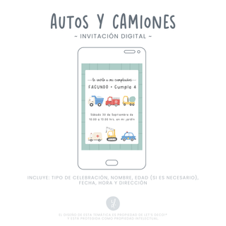 Invitación Digital Autos y Camiones