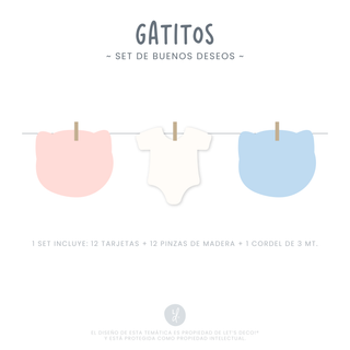Set Buenos Deseos Gatitos (12 unid)