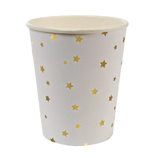 Vasos Blancos Estrellas Doradas