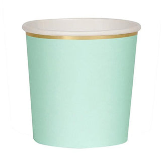 Vasos Menta Borde Dorado